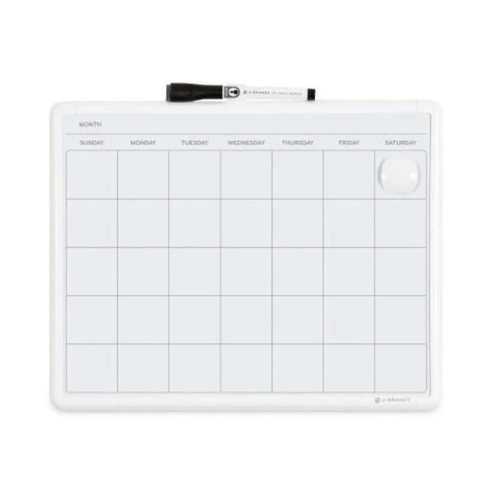 U Brands Magnetic Dry Erase Monthly Calendar Comtempo 14 x 11 White Surface Whit